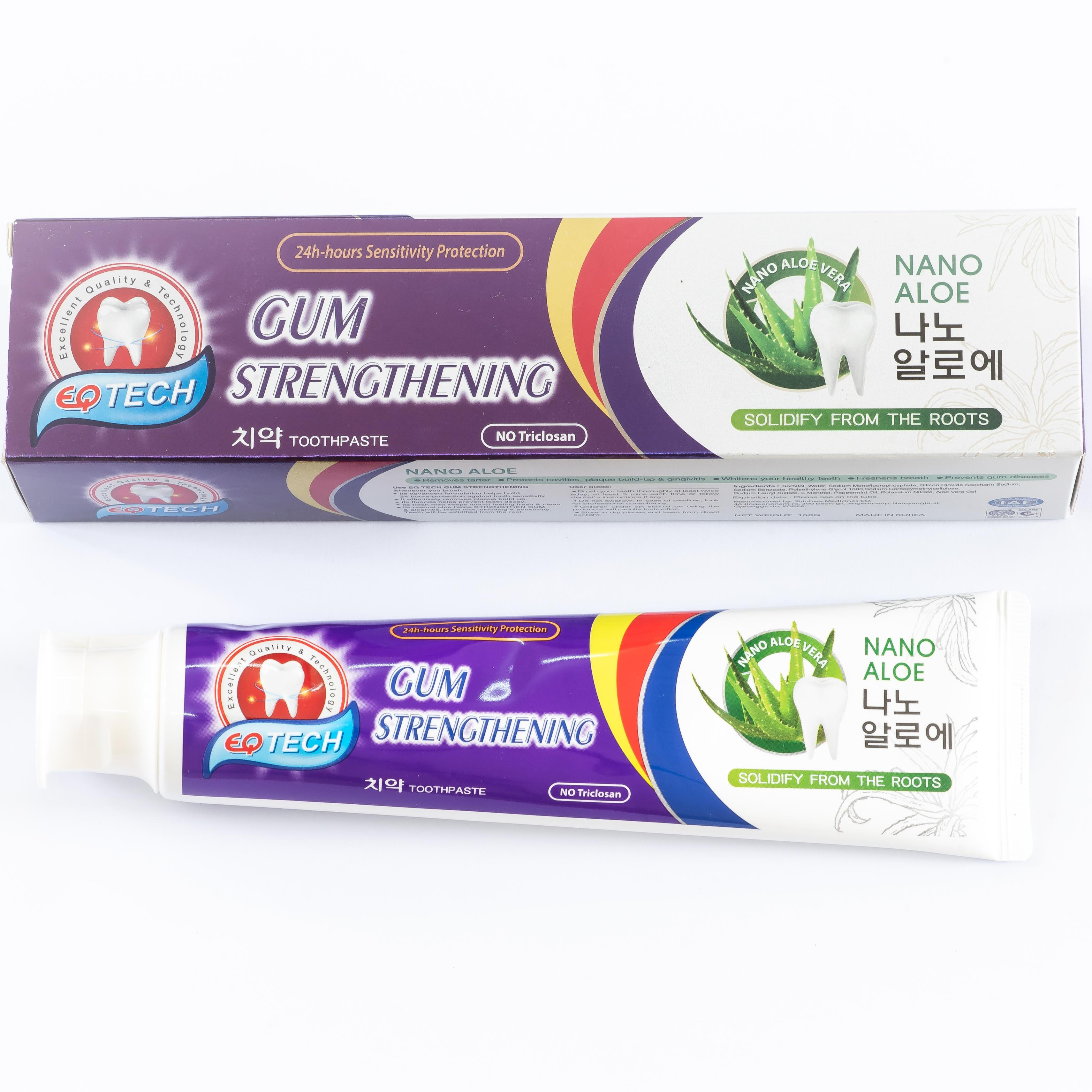 Kem đánh răng lô hội giảm ê buốt làm khoẻ nướu lợi EQ Tech Gum Strengthening toothpaste