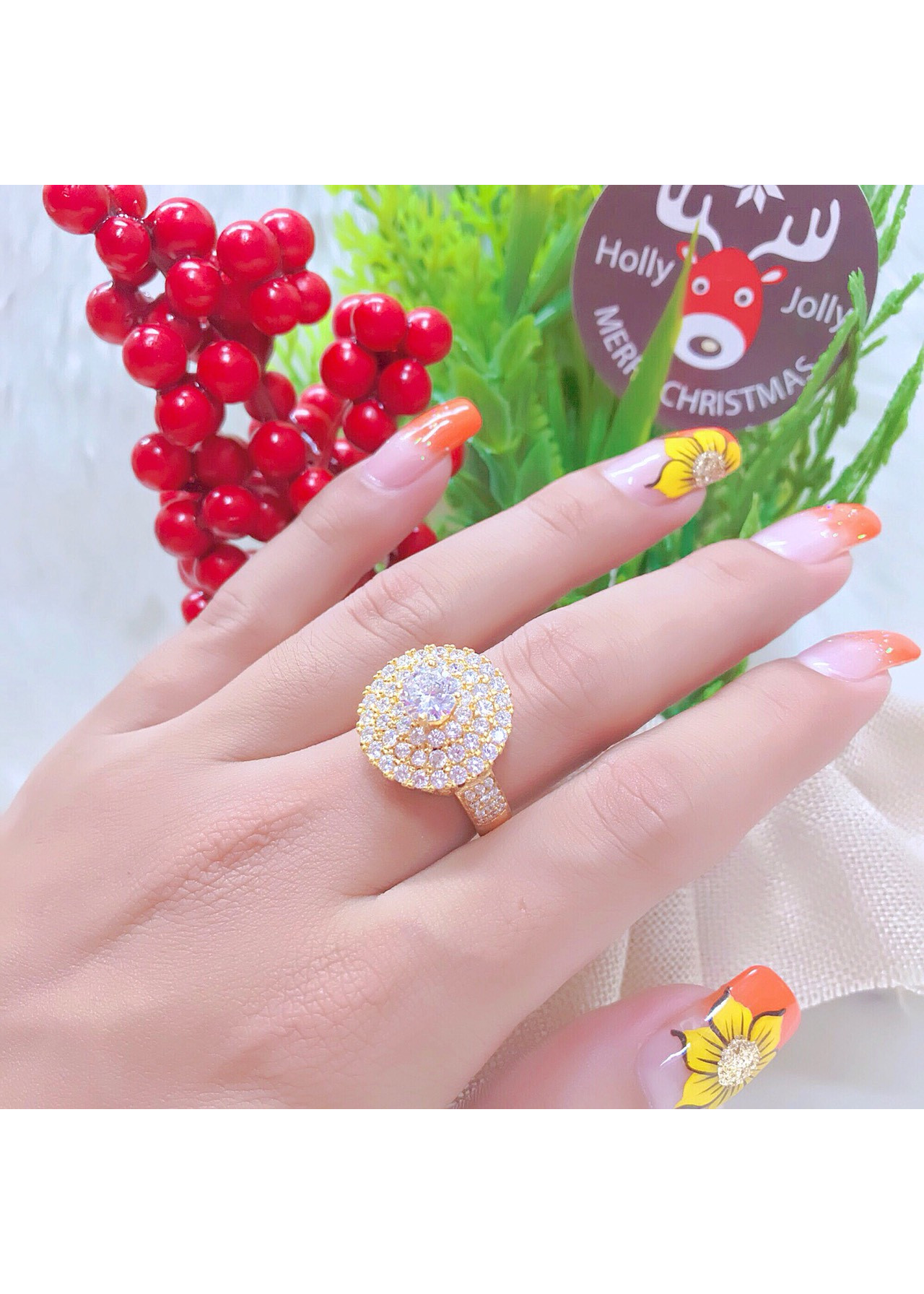 Nhẫn nữ xi dát vàng 18k cao cấp  EKH650