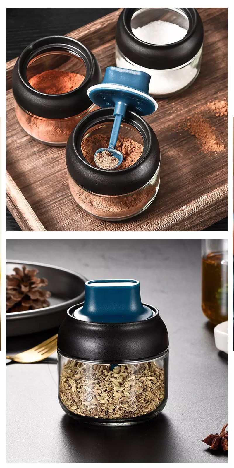 Hủ thủy tinh mini đựng gia vị kèm muỗng HT692 - Hũ, lọ đựng gia vị ...