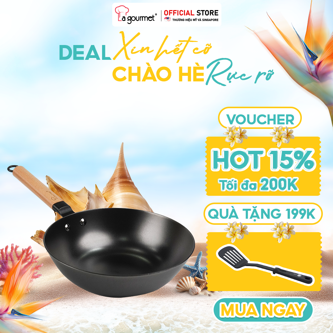 Chảo gang đúc công nghệ mới La gourmet Nitrigan 20cm lòng sâu – 367532 tốt cho sức khỏe, siêu bền