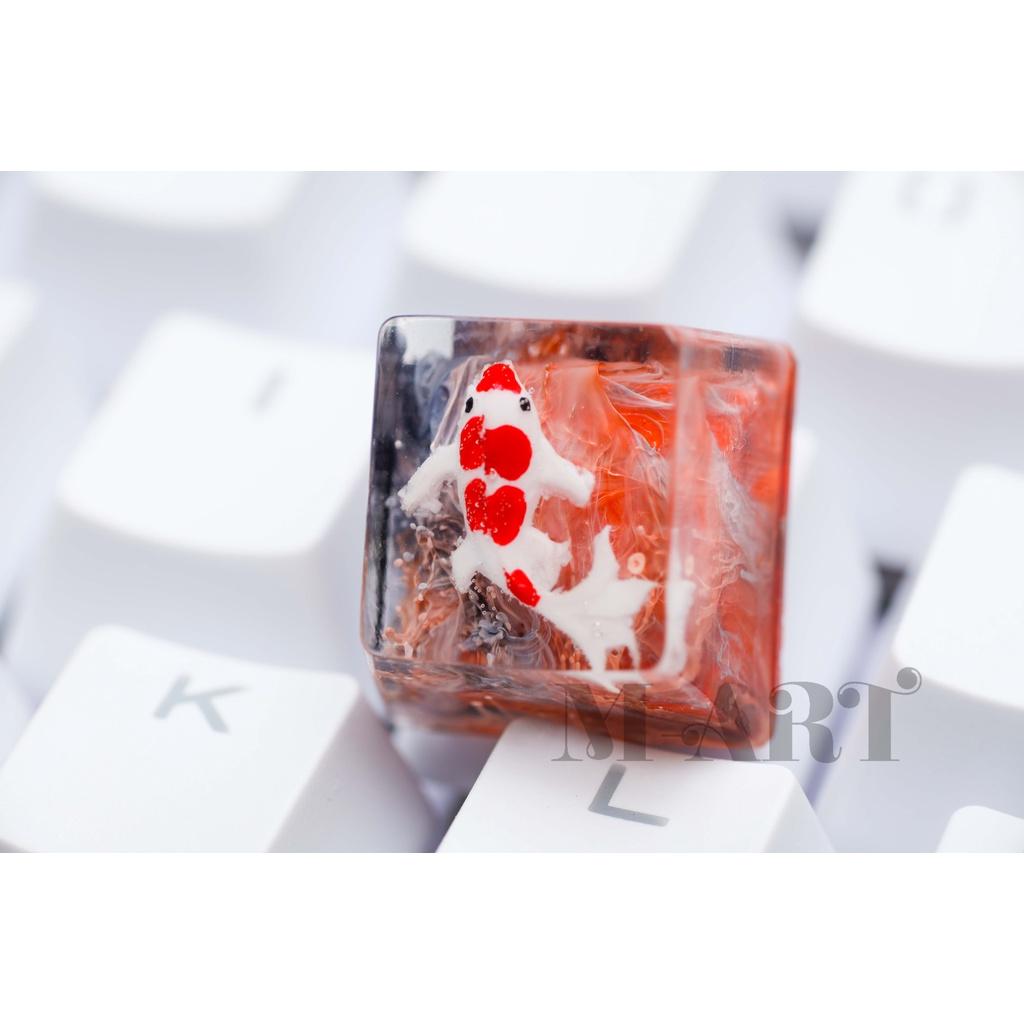 Nút dành cho bàn phím cơ cá koi phối màu san hô tiểu cảnh - Fishes Koi Keycap artisan handmade