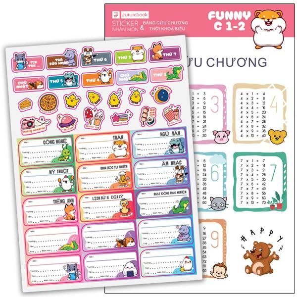 Bộ 15 Nhãn Tên Môn Học Kèm 20 Sticker Funny C1-2 - futurebook N642