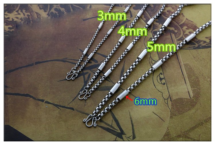 Dây chuyền nam titanium kiểu xích đốt trúc 6Li - XD06L (06mm X 06mm X 60cm)