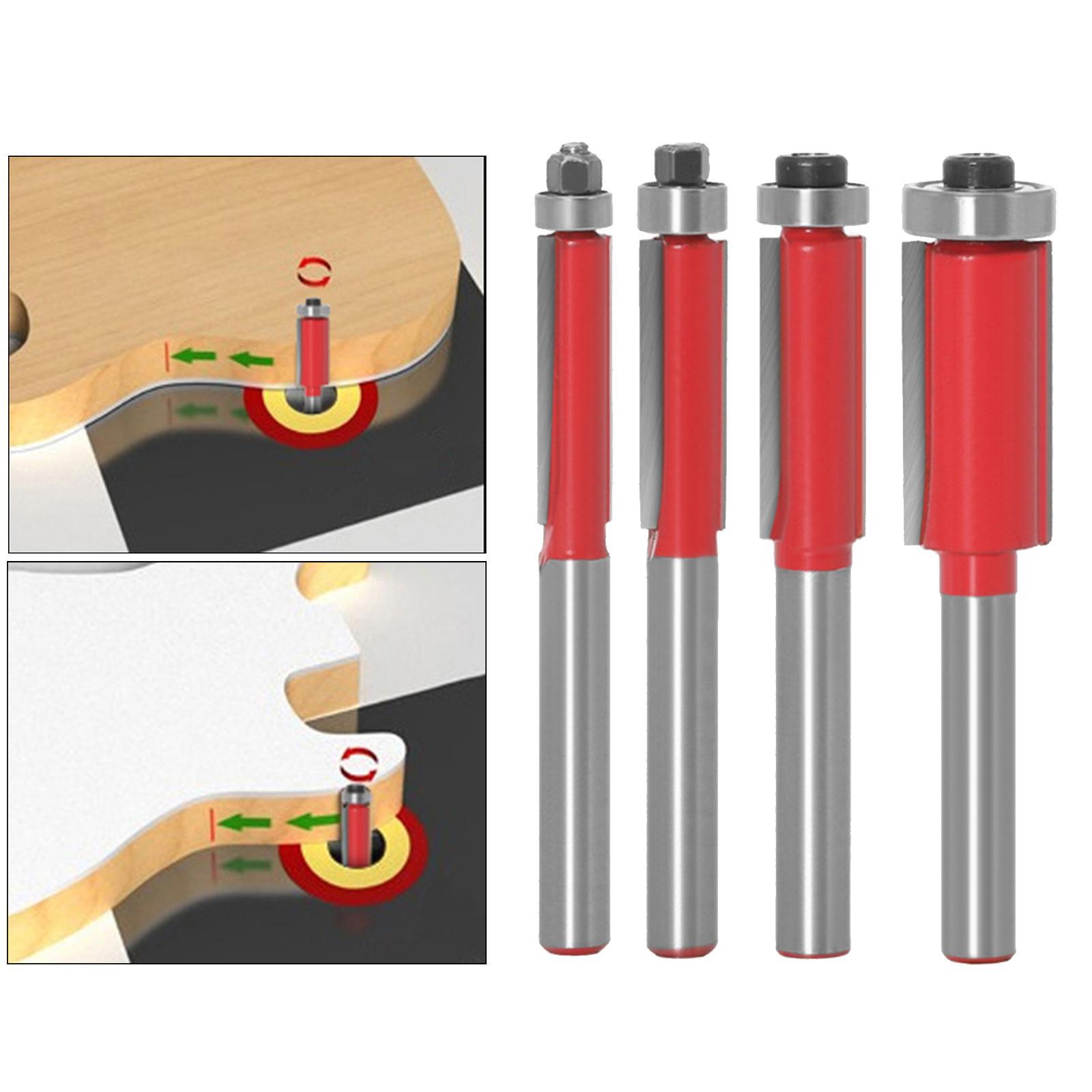 4pcs Woodworking Milling Cutter Slotting Cutter with Bearing Trimming Tool