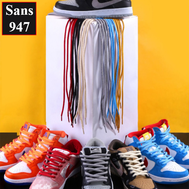 Dây giày tròn to 9mm Sans947 140cm 160cm 180cm thể thao sneaker sports shoelaces đen nâu trắng be xanh đỏ
