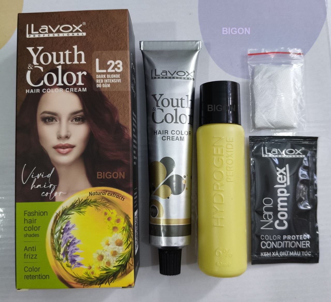 (Đỏ Đậm - L23) Kem Nhuộm Tóc Màu Thời Trang Lavox Youth&amp;Color L23 - Màu Đỏ Đậm