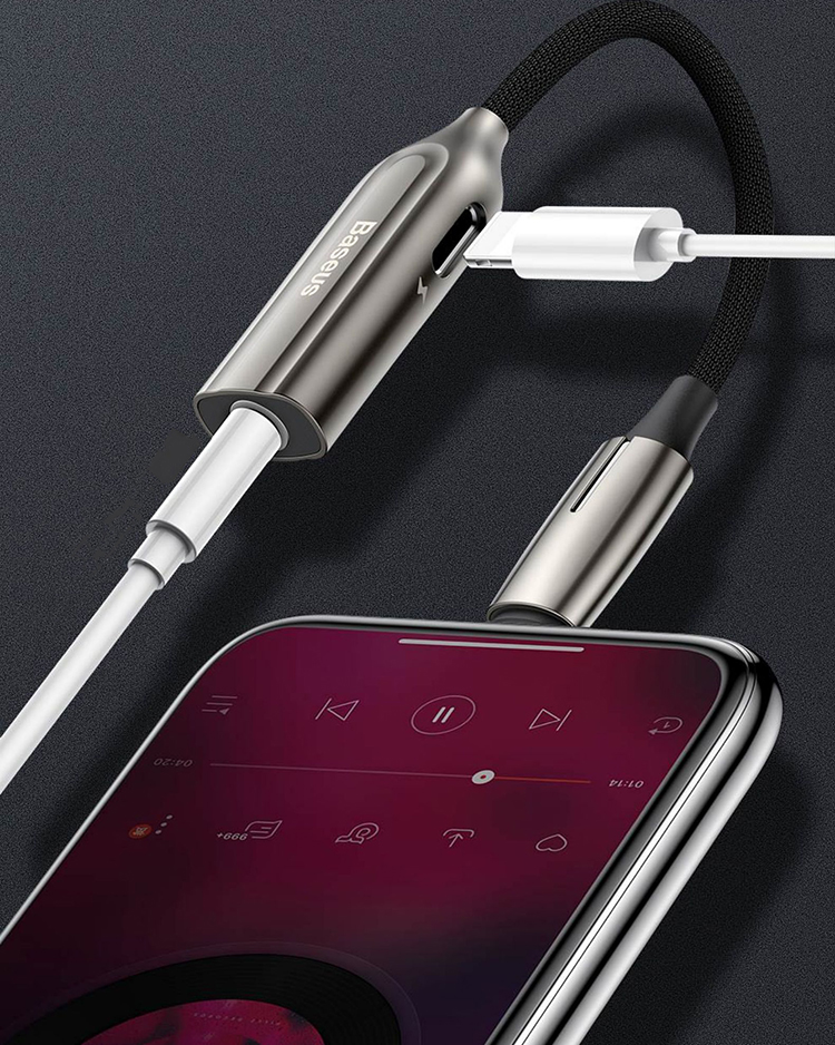 Cáp chuyển đổi Lightning ra Lightning + Audio 3.5mm Baseus L56 - Hàng nhập khẩu