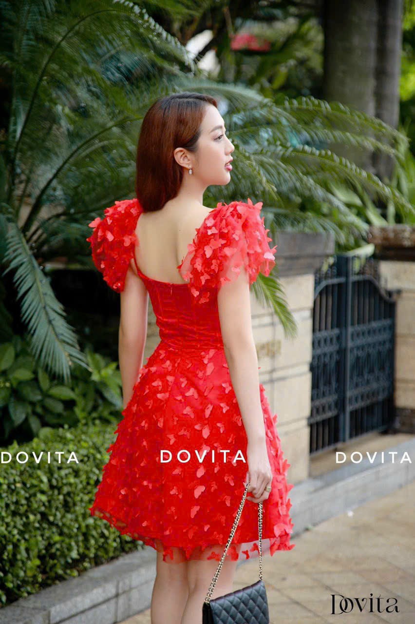 ĐẦM REN BƯỚM  MÀU Y HÌNH