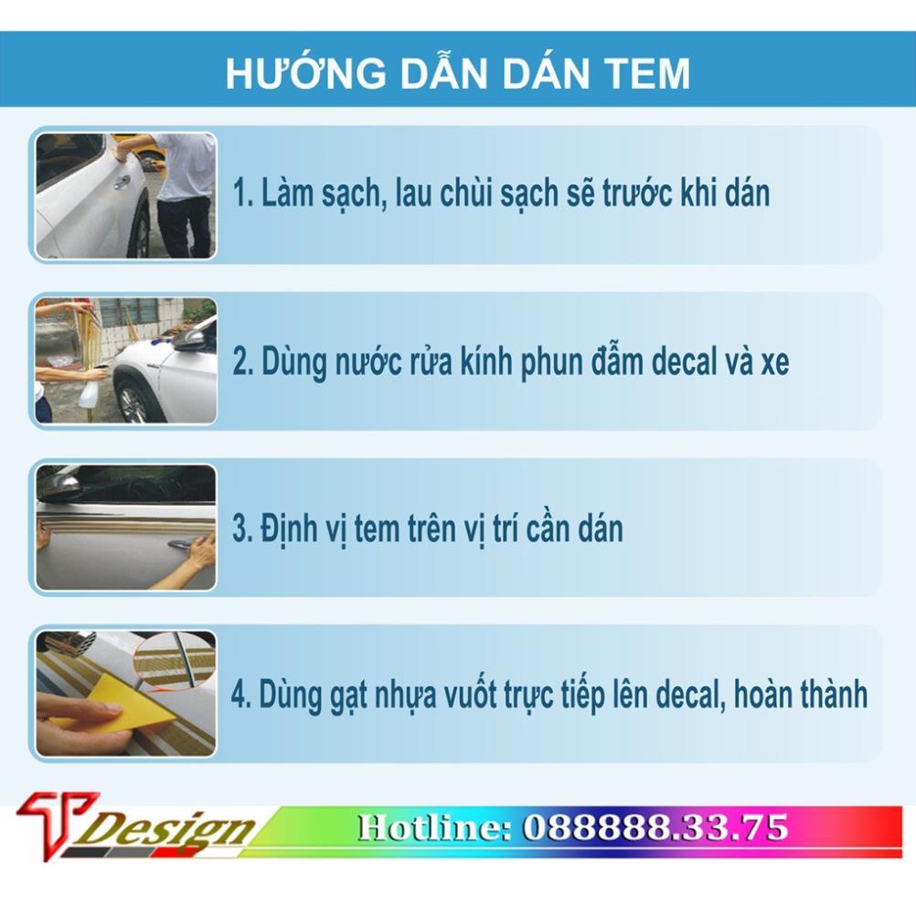 Tem xe ô tô phong cách TRD - xe 7 chỗ, tem dán sườn xe TRD  WRAP4 KT 174x15cm