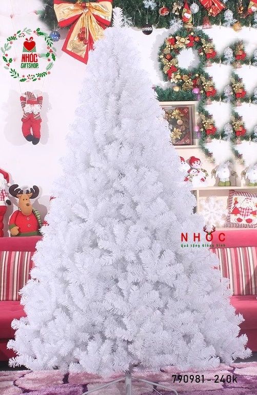 Cây thông noel màu trắng cao 210cm - Đế sắt tán dày và đẹp, cây thông chắc chắn và dể tháo lắp