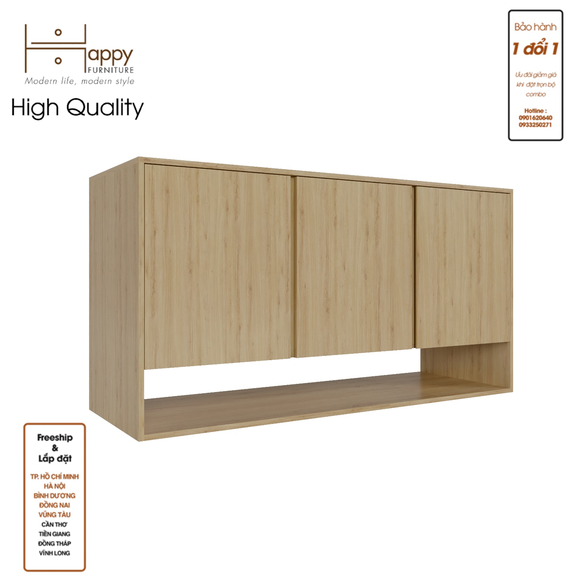 [Happy Home Furniture] SCANDINA, Tủ đựng đồ 3 cánh mở , 160cm x 44cm x 80cm ( DxRxC), TCM_096