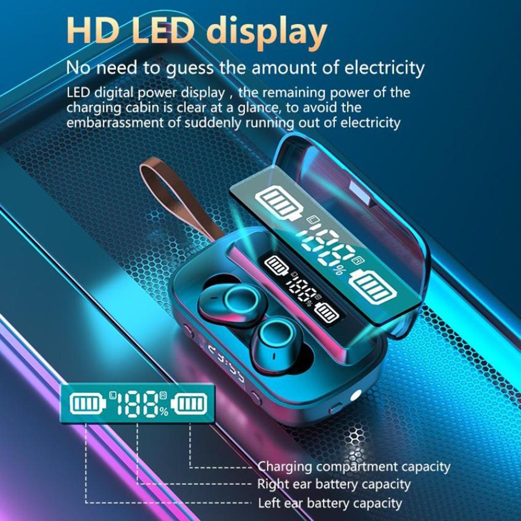 Bluetooth V5.1 Earphone Mini Wireless Sport Stereo Headset Flashlight