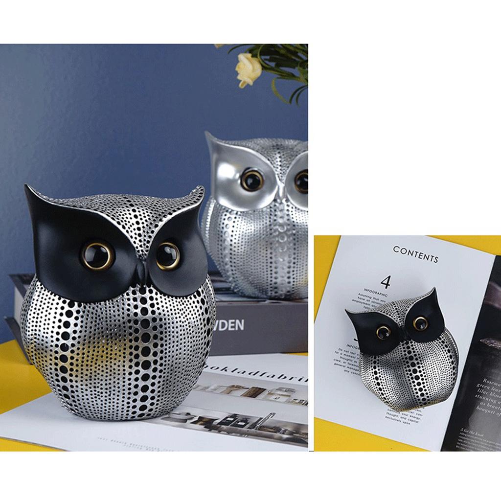 Chic Owl Figurine Sculpture Decorative Ornament Miniature Decor