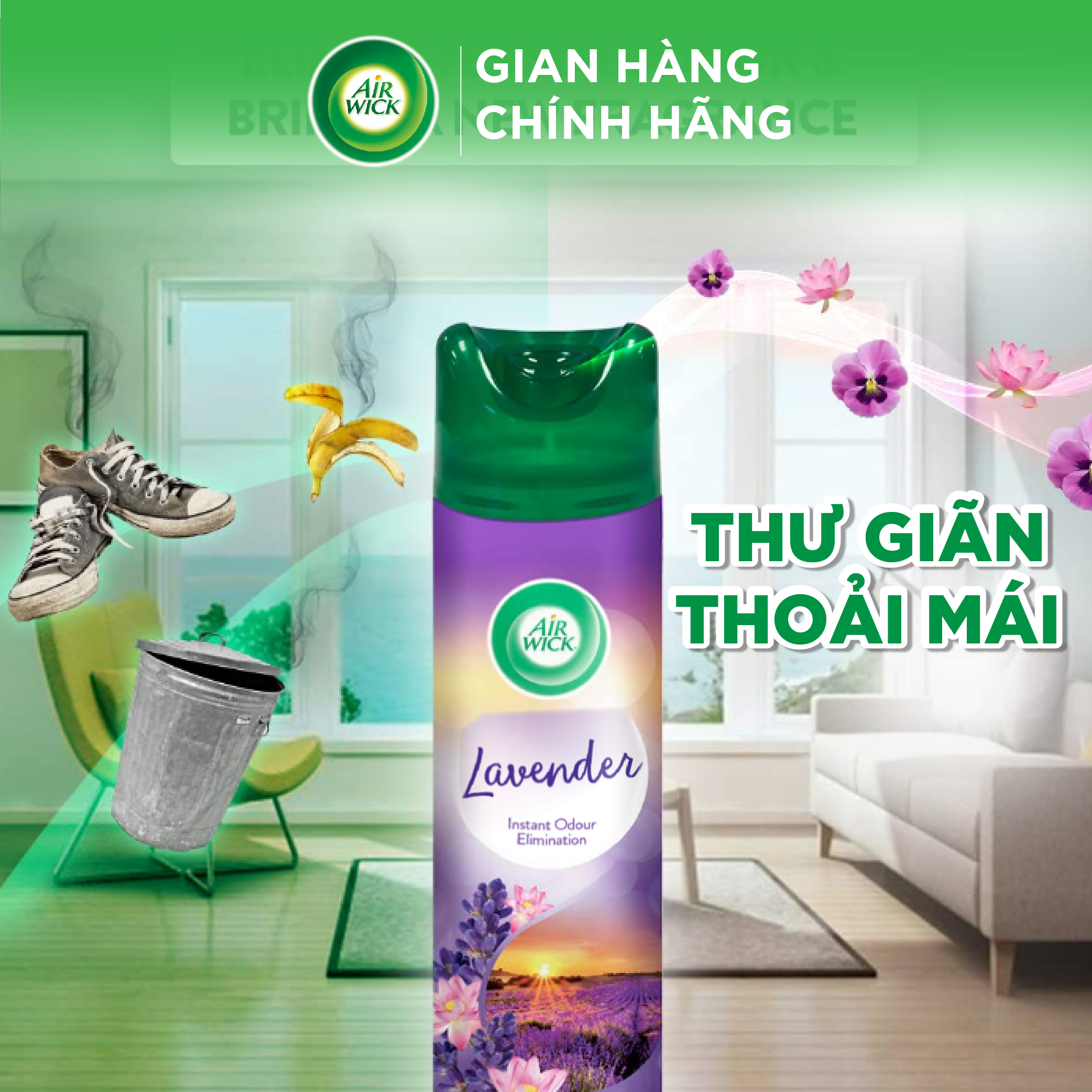 Nước hoa xịt phòng thơm lâu AIRWICK, Anh Quốc, khử mùi và lan tỏa hương thơm ngay tức thì, hương thiên nhiên 300ml