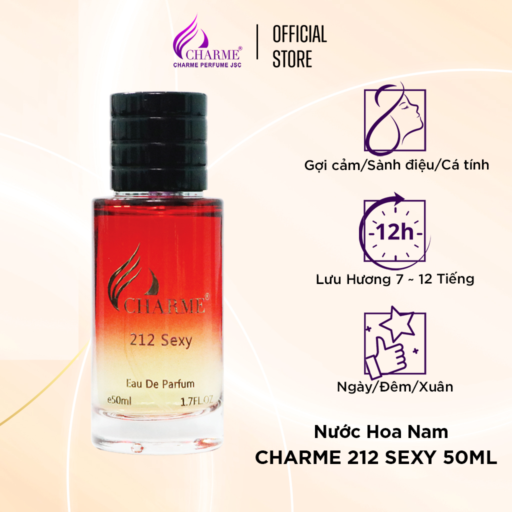 Nước Hoa Nam Charme 212 Sexy 50ml Lịch Lãm, Cuốn Hút_Thơm Lâu Chính Hãng