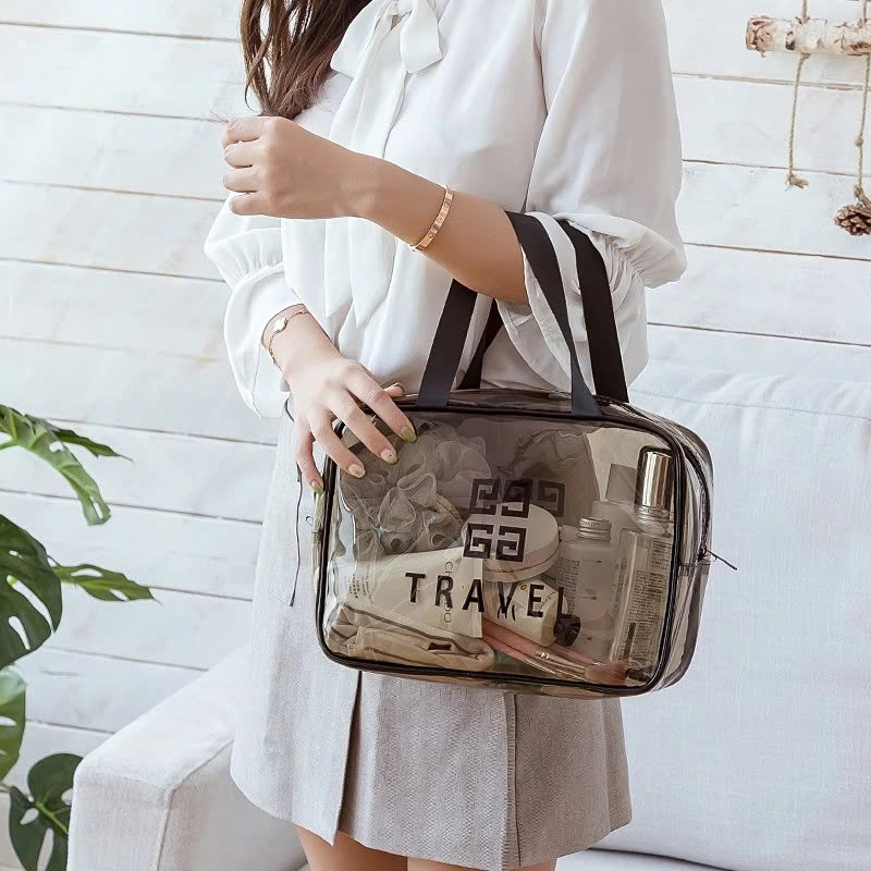 Túi đựng mỹ phẩm du lịch có quai xách mini trong suốt, Túi đựng đồ trang điểm makup chống nước - Chính Hãng