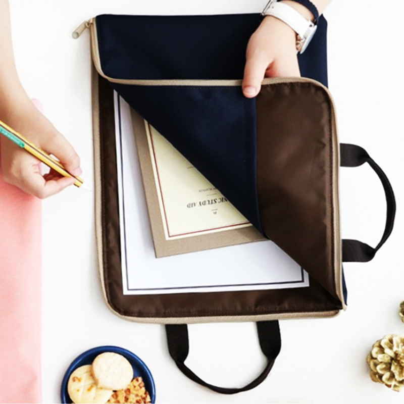 Túi Vải Đựng Tài Liệu Khổ A4 Có Quai Xách Khóa (Tím Than)