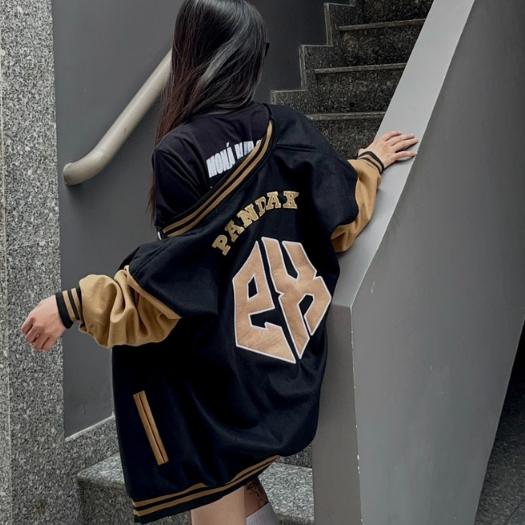 Áo khoác bomber pandax unisex , varsity jacket nam nữ chất dạ ép 2 lớp , vasity bóng chày local brand unisex - Gin Store