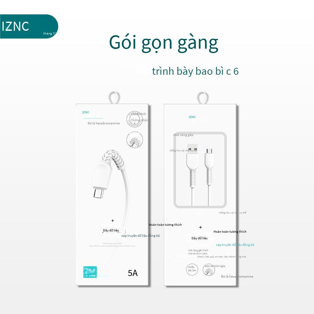 Cáp dữ liệu C6 kiểu mới nhất Cáp sạc điện thoại di động Cáp nối dài 2 mét 5A Cáp sạc nhanh Cáp USB dây nguồn có bao bì