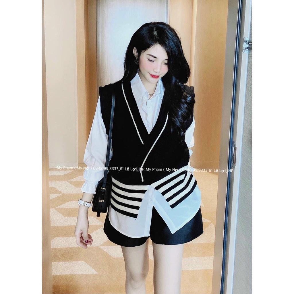 Áo Len lông gile khuy lệch trơn
