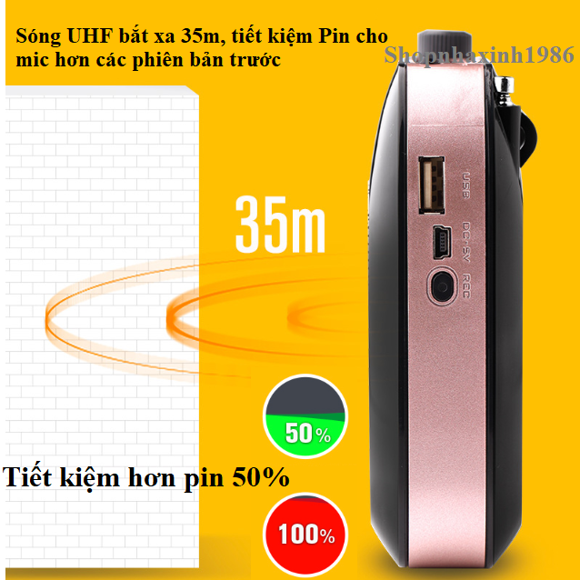 Loa máy trợ giảng Aporo T20 UHF, công suất 15W Bluetooth 4.0 không dây cao cấp - Hàng chính hãng