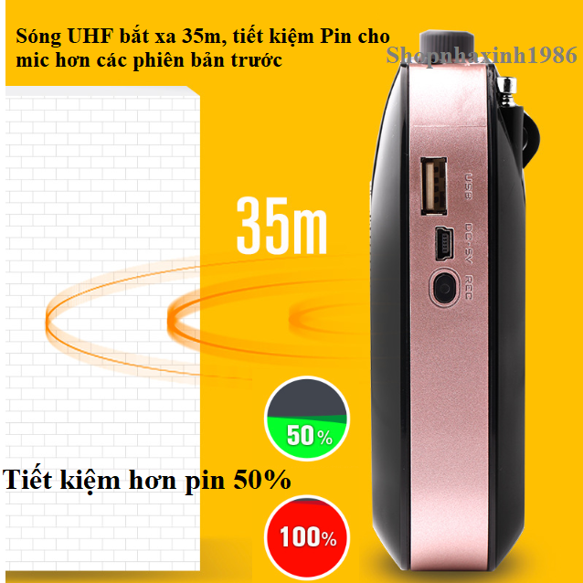 Loa máy trợ giảng Aporo T20 UHF, công suất 15W Bluetooth 4.0 không dây cao cấp (gồm 3 micro)- Hàng chính hãng