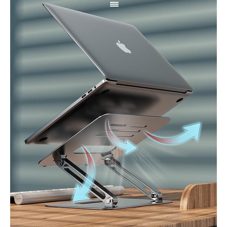 P43 - Kệ Giá Đỡ Laptop Macbook Nhôm Cao Cấp Xếp Gọn, Điều Chỉnh Độ Cao Lên Xuống Thoải Mái.