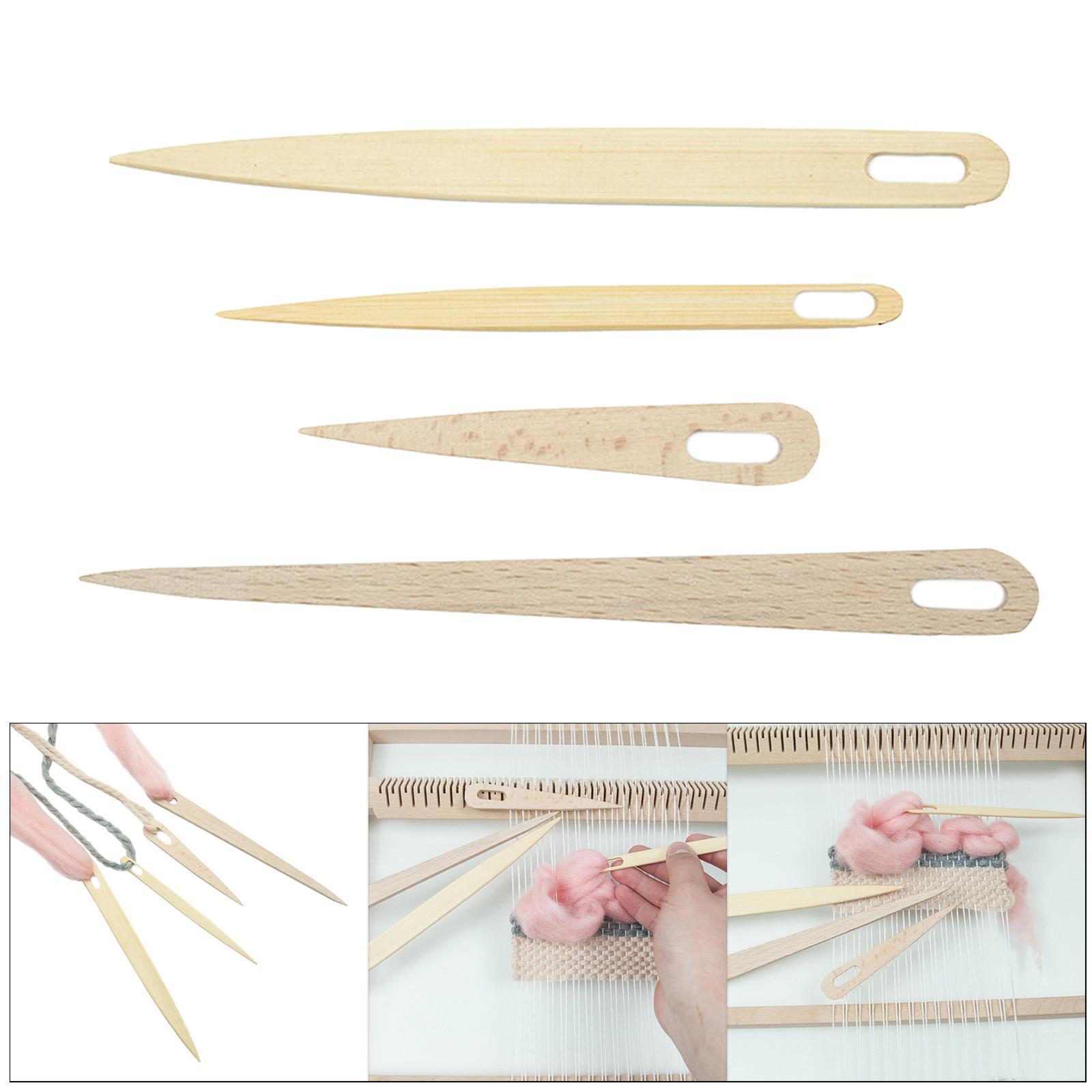 4pcs Wooden Weaving Knitting Shuttle Stick  DIY Tapestry Making Tool