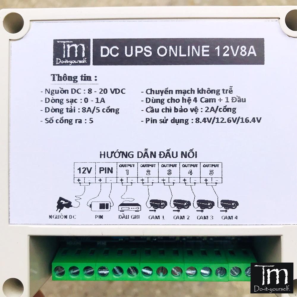 Bộ ĐK Lưu Điện UPS Camera 12V8A (4 Mắt + 1 Đầu Thu)