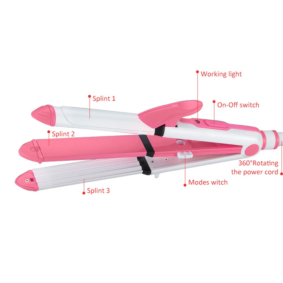 Máy làm tóc uốn, bấm, duỗi đa năng KM 1213 Nhiều Chức Năng Làm Phồng Uốn Cụp Uốn Xoăn Dập Xù Duỗi Thẳng
