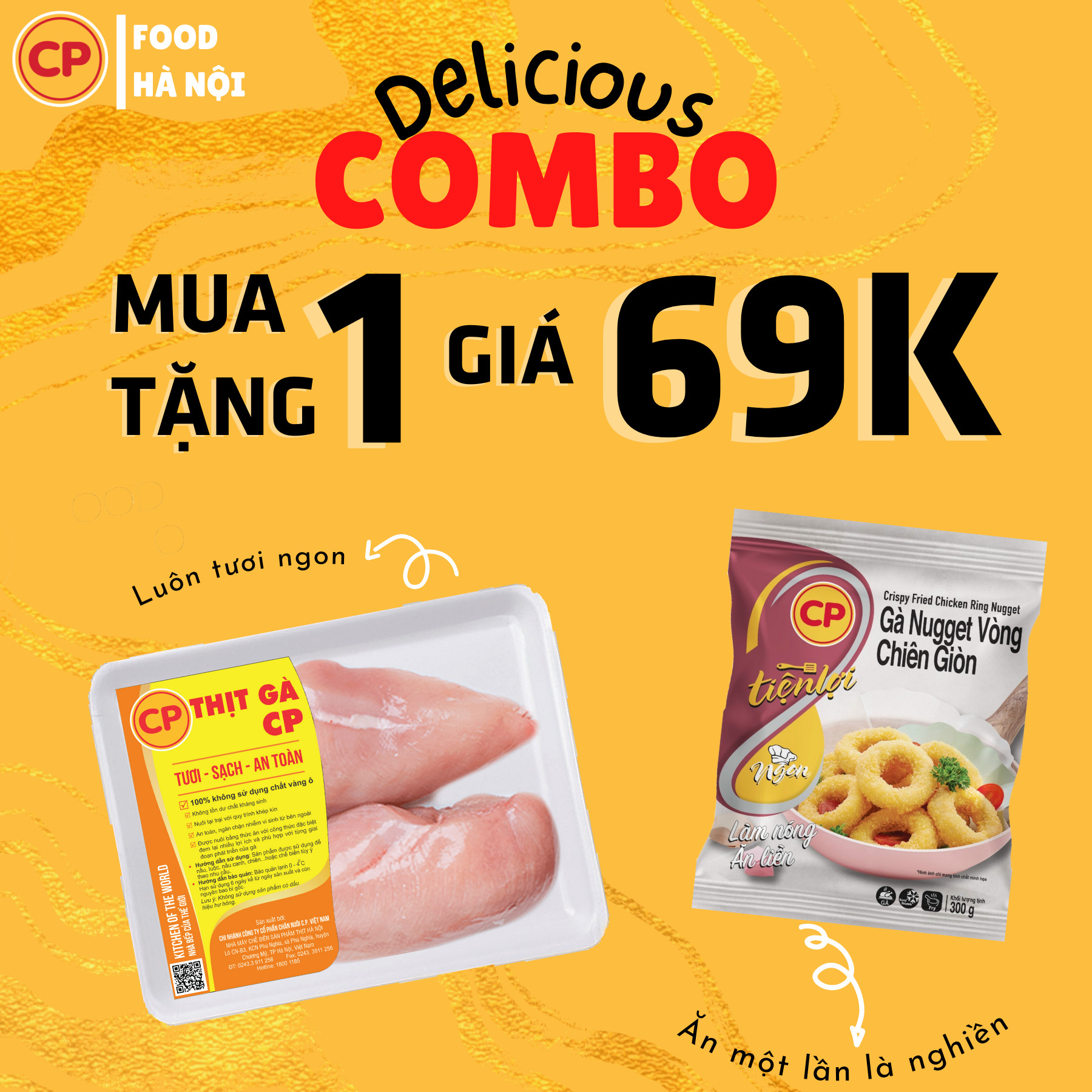 Combo Delicious - Mua 1 tặng 1 Đồng Giá 69k - Mua Ức Gà, Tặng Gà Chiên Giòn
