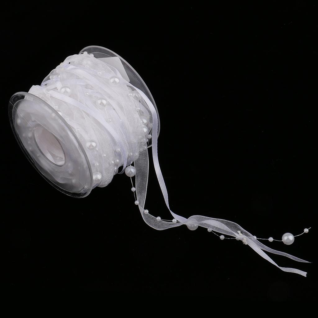 2X10 M Dây Đính Hạt Ruy Băng, Ngọc Trai, Dây Nơ Và Ruy Băng