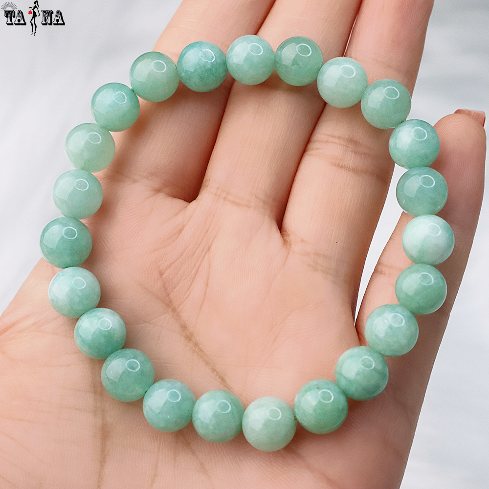 Vòng tay đá cẩm thạch Myanmar 10mm hợp mệnh Thổ, Mộc