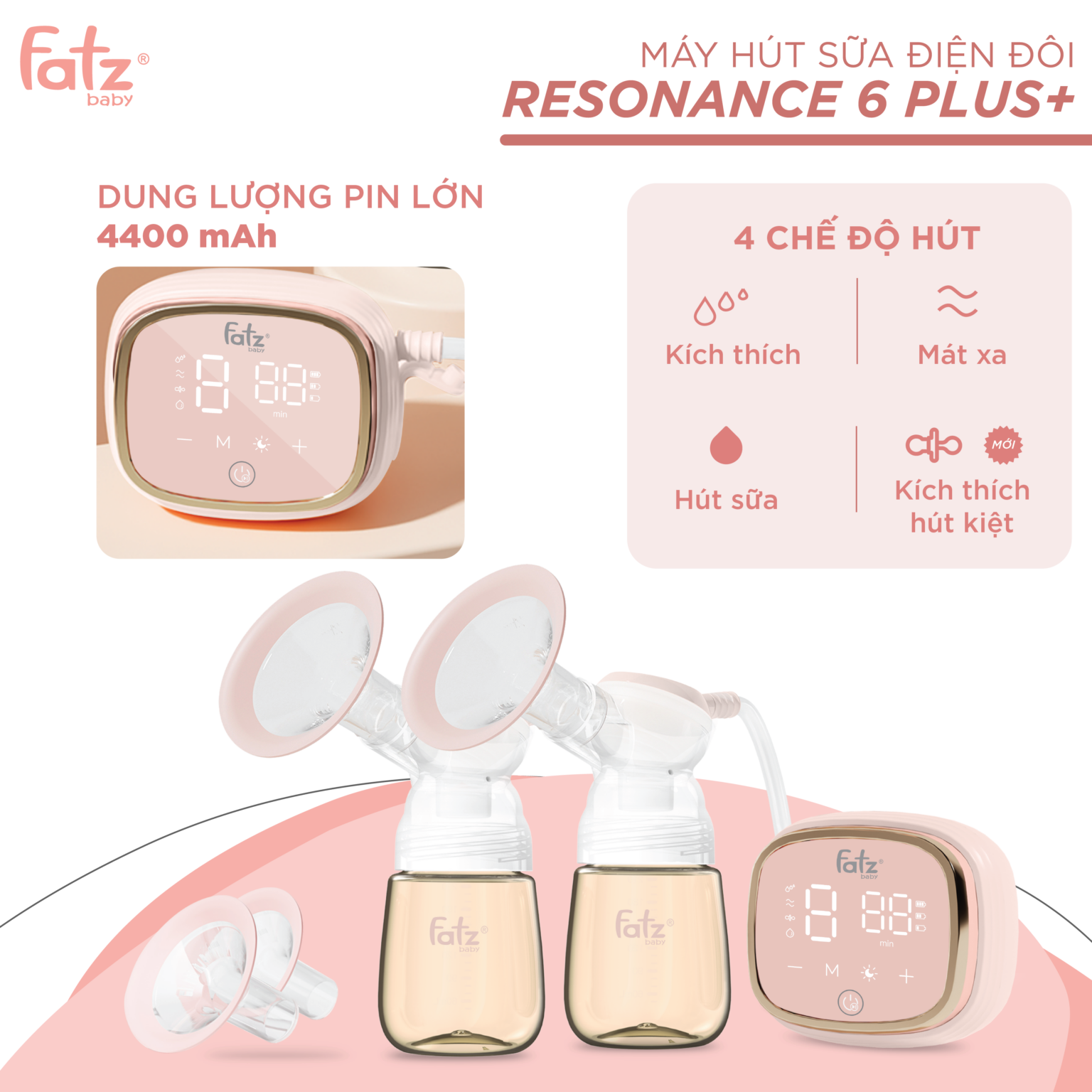 MÁY HÚT SỮA ĐIỆN ĐÔI FATZBABY RESONANCE 6 PLUS - FB1103VN