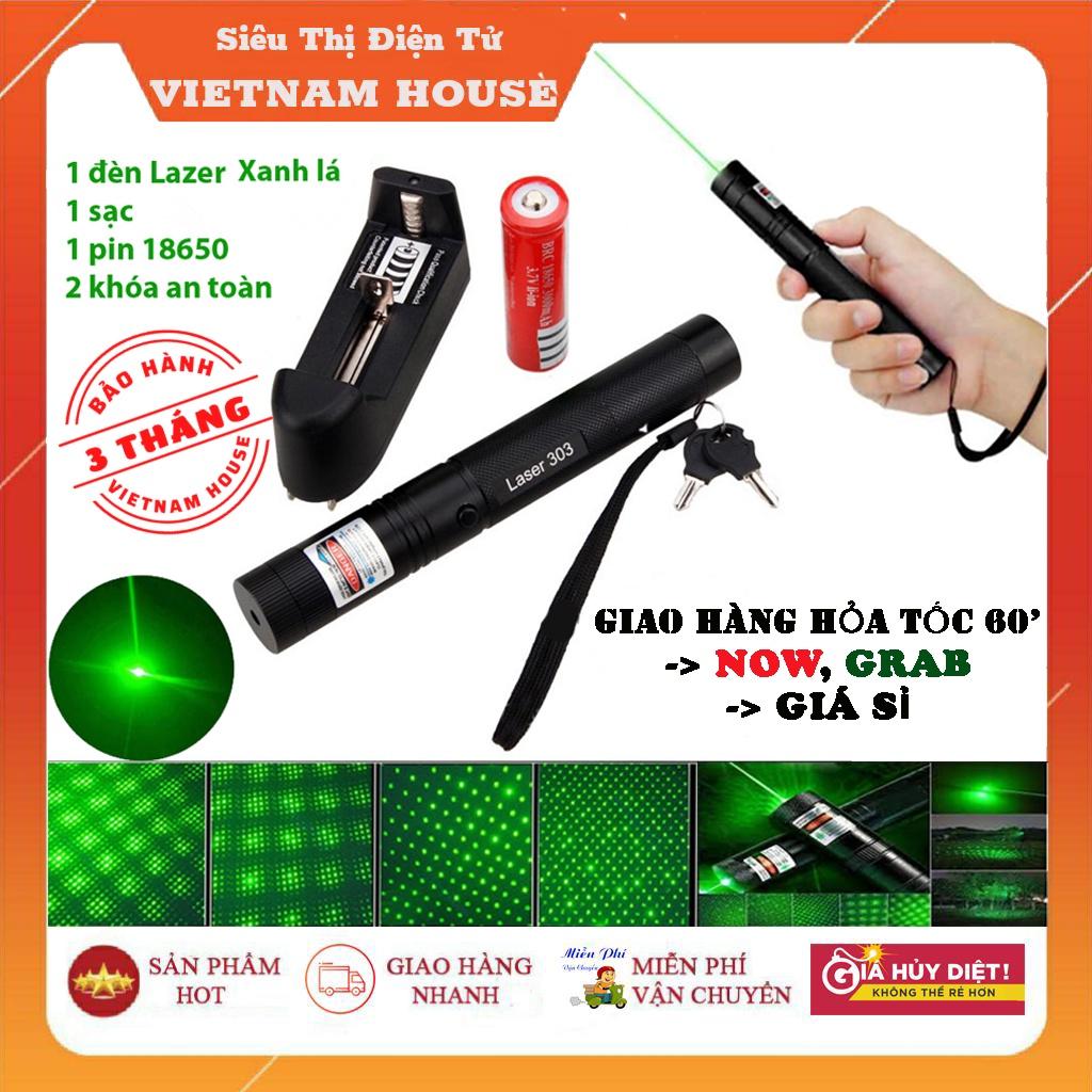 ĐÈN PIN LAZER 303 SIÊU CHẤT - SÁNG CỰC XA - TẶNG KÈM PIN &amp; CỦ SẠC