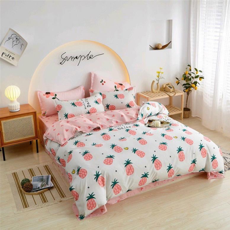 Bộ chăn ga, coton poly họa tiết xinh xắn Chăn ga Hàn Quốc đủ size miễn phí bo chun