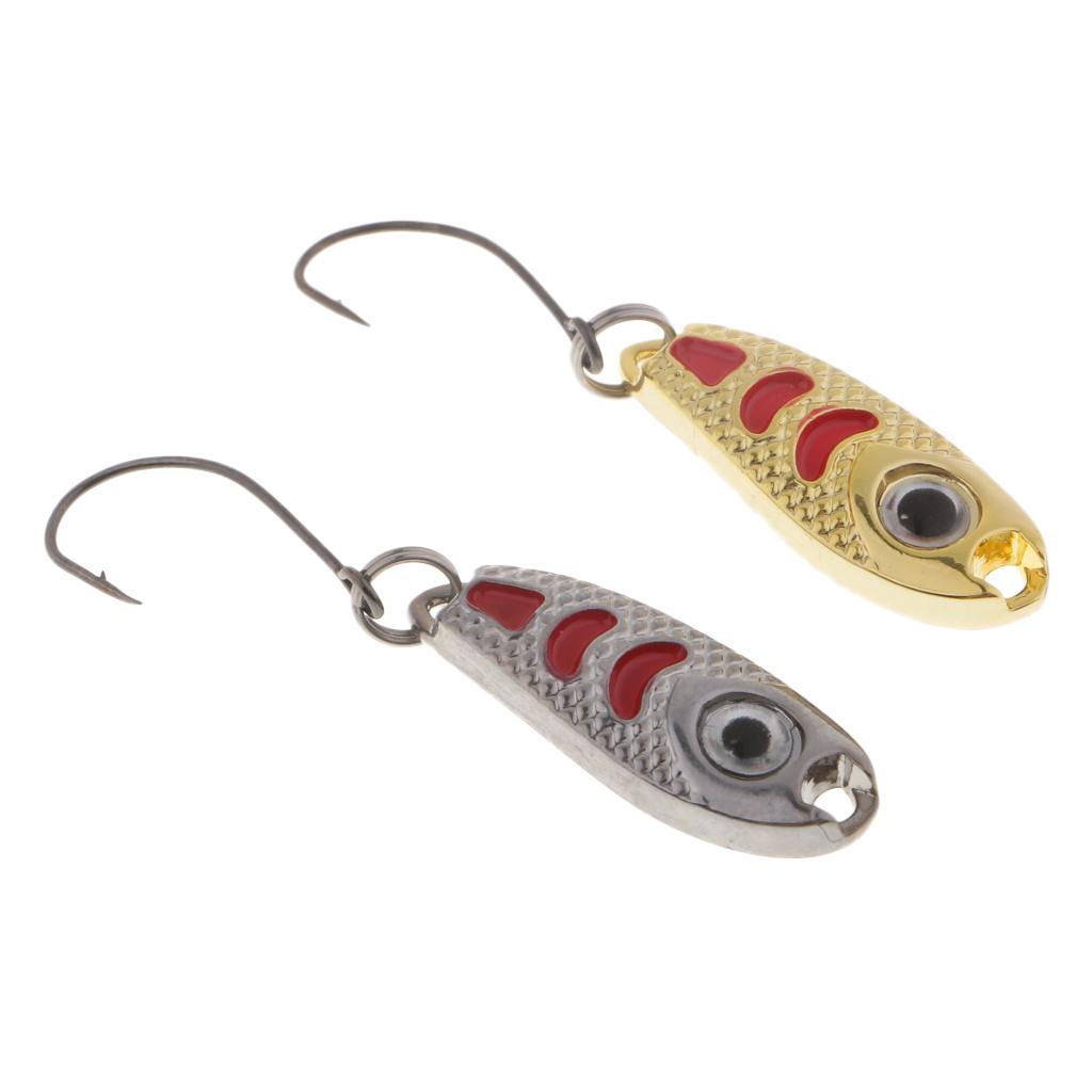 2Pcs Metal Spoons Fishing Lures Hard Sequins Baits with Single Hook