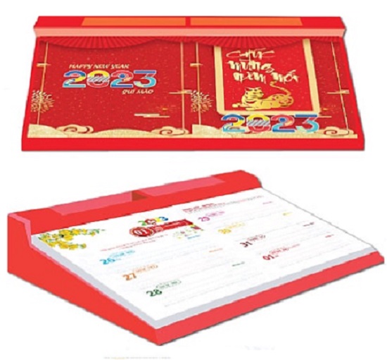 MS704 - Lịch bàn 53 tuần đế nhựa lò xo giữa ( 17x28 ) 2023 ( in 4 màu )