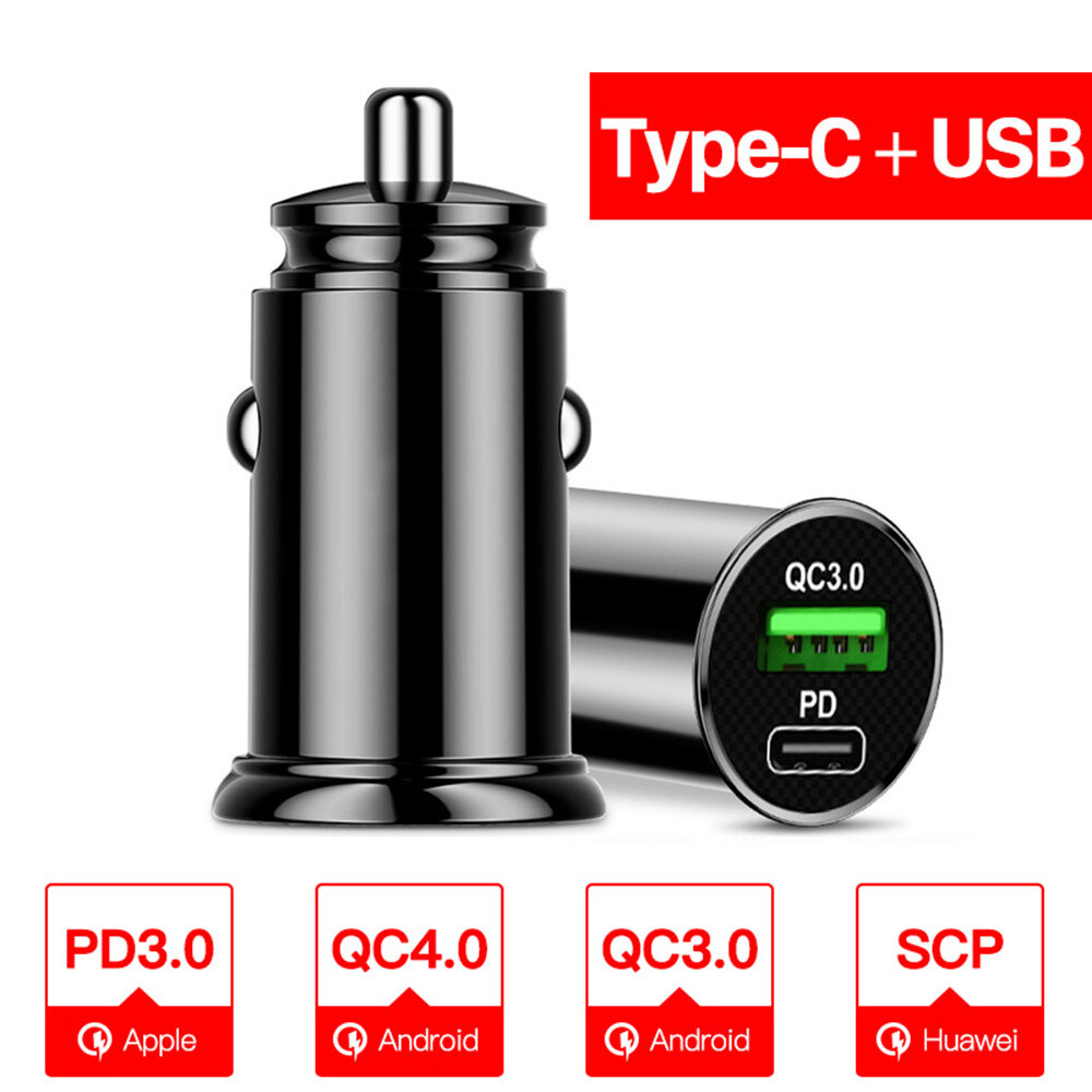 Tẩu củ sạc nhanh đa năng cho xe hơi / xe ô tô trang bị cổng Type-C PD và USB