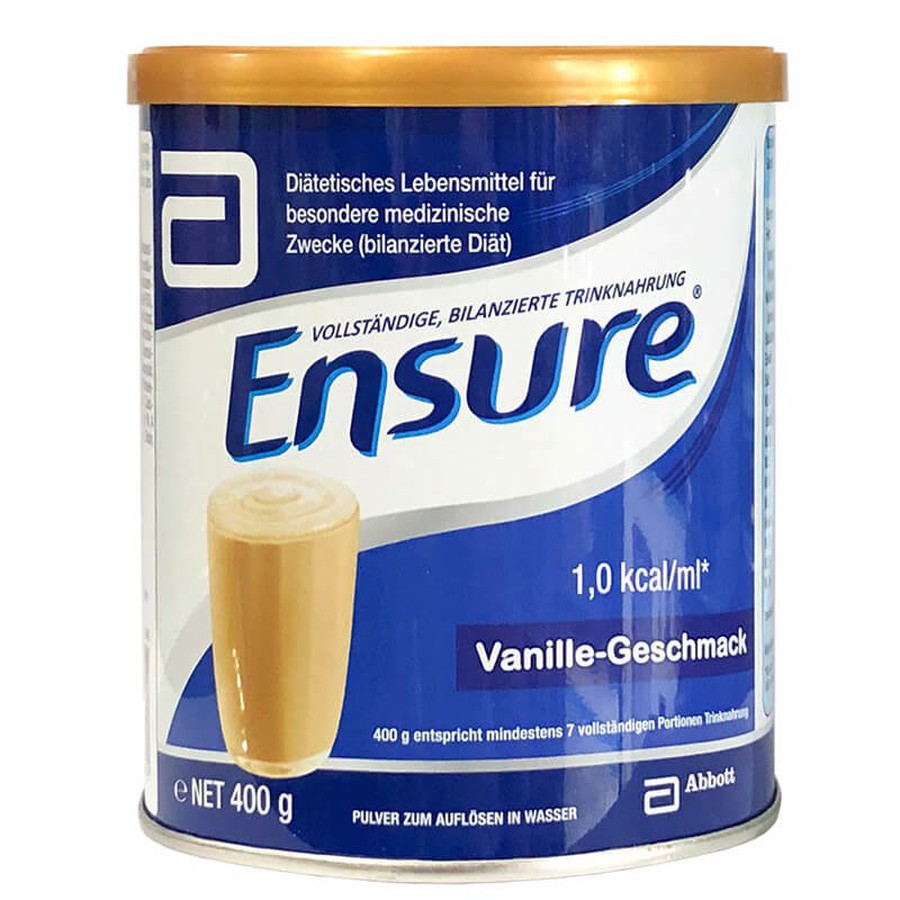 Combo 3 Hộp Sữa bột Ensure Powder Vanille-Geschmask 400g - Nhập khẩu Đức, hỗ trợ bổ sung vitamin khoáng chất cần thiết, hồi phục sức khỏe người ốm, bổ sung canxi, cải thiện các vấn đề về xương khớp, cải thiện đường ruột và các vấn đề về tiêu hóa