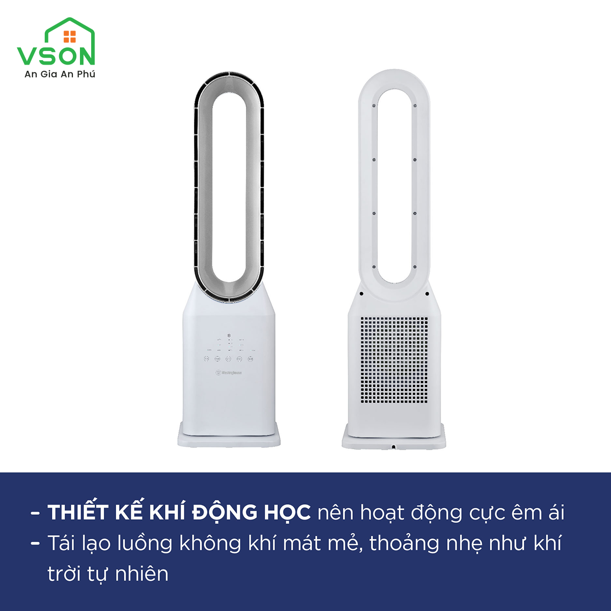 Quạt không cánh WestingHouse WSFBL04 thiết kế khí động học hoạt động êm ái Công suất 50W - Hàng chính hãng Mỹ