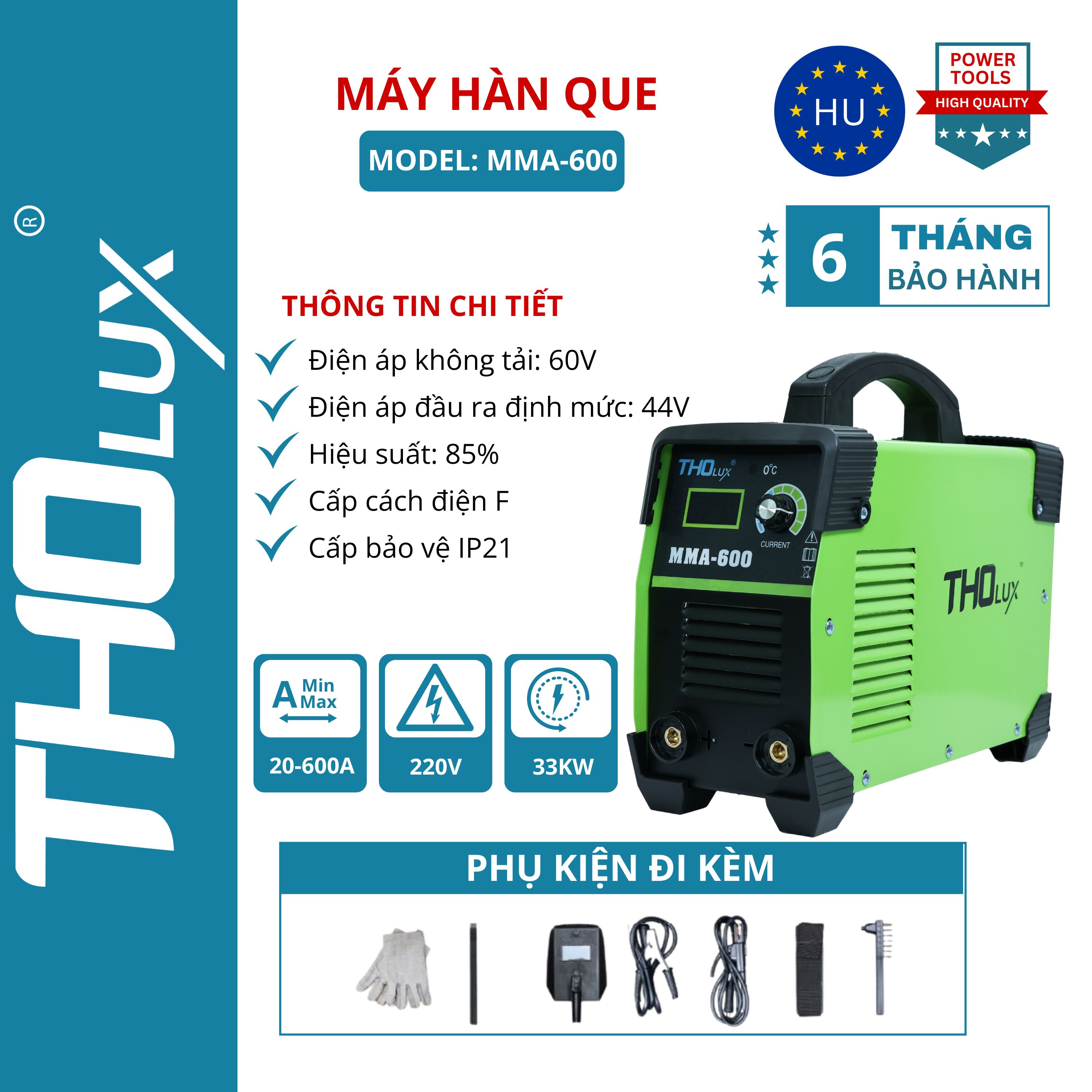 Máy hàn que điện tử Tholux MMA-600 Dòng hàn 20-120a
