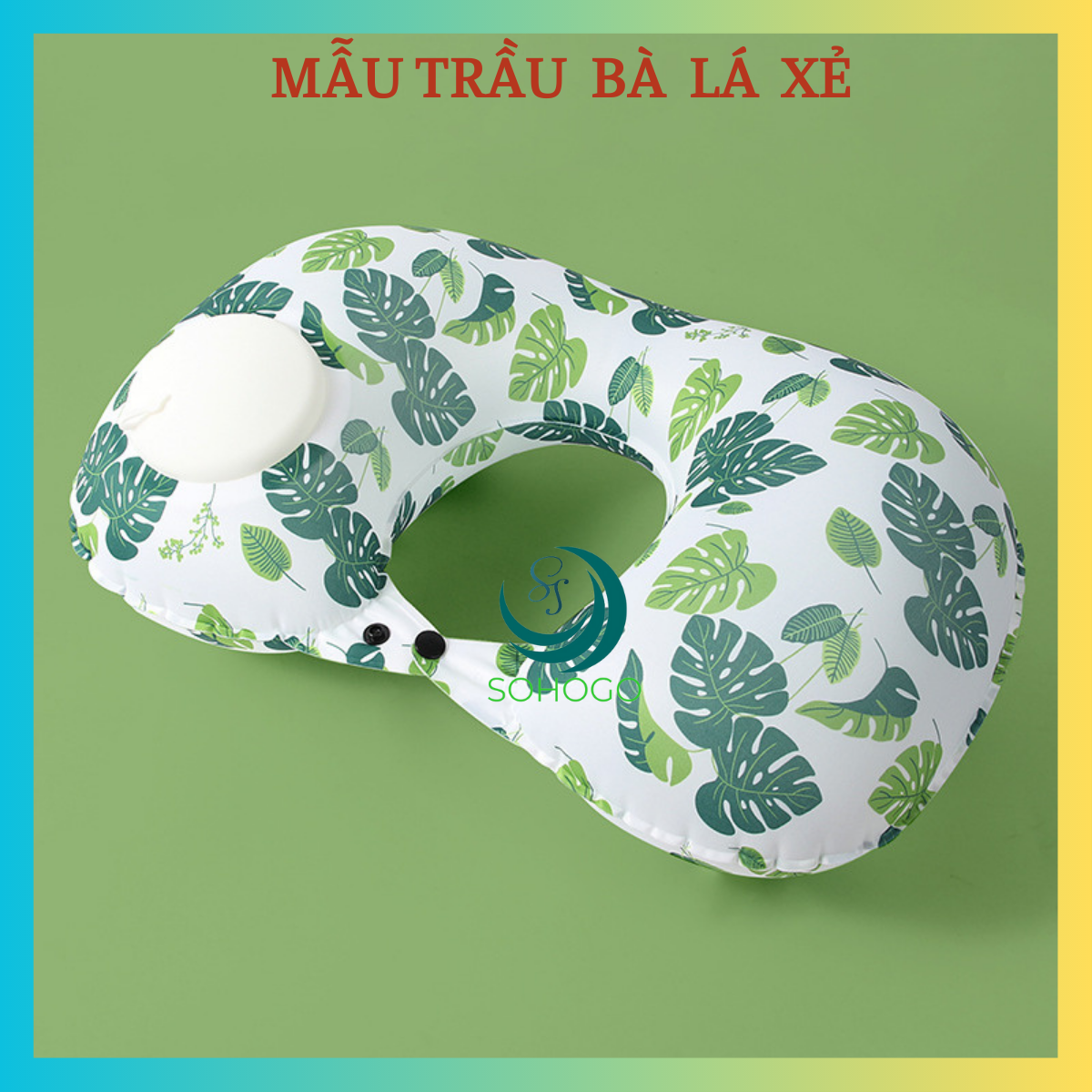 Mẫu Mới - Lụa Cao Cấp - Gối Hơi Kê Cổ Bơm Bằng Tay Hình Chữ U, Chất Liệu Lụa, In Họa Tiết Trái Cây - Chọn Mẫu - Gối Kê Tựa Cổ Văn Phòng, Gối Du Lịch - 3