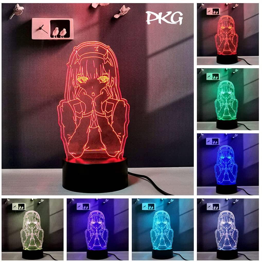 Đèn Ngủ Led 3D Hình ZERO TWO ANIME Quà Tặng Trang Trí cảm ứng có Điều khiển từ xa nháy sáng 16 màu