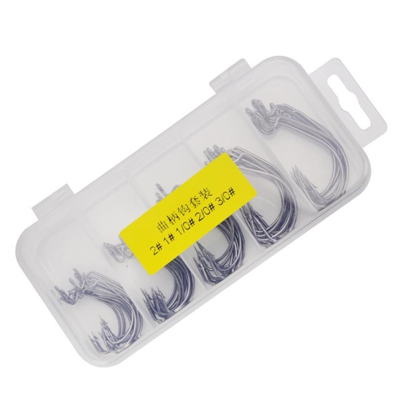 50pcs/lot Fishing Hook Carbon Steel Wide Gap Crank Offset Fishhook For Soft Lure Bass Barbed Carp Fishing Tackle Worm Hook