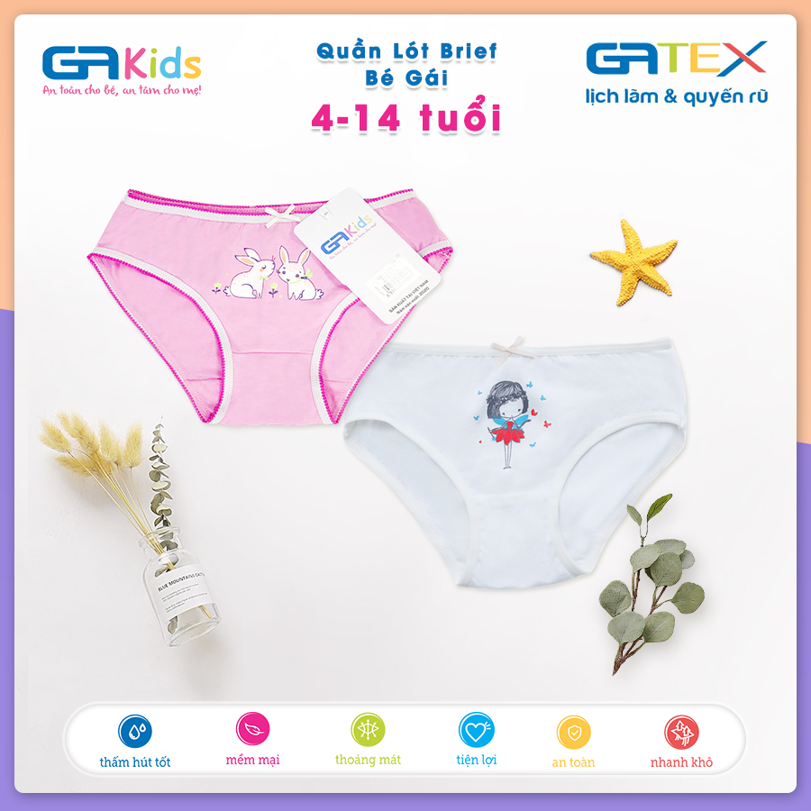 Set 3 Quần Lót Brief Cho Bé Gái GAKIDS - Cotton Cao Cấp, Sự dễ thương và thoải mái