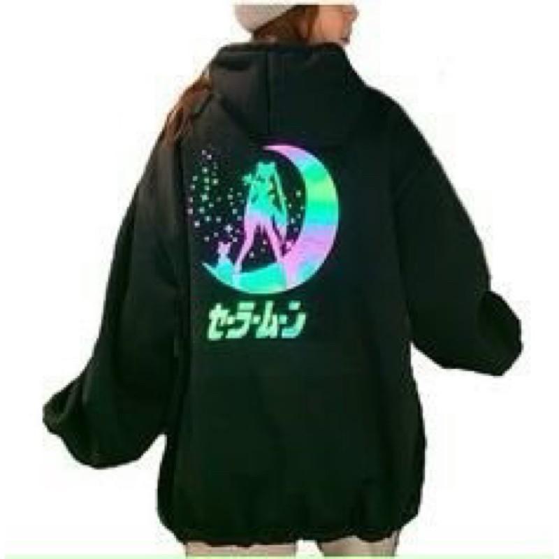 Áo Hoodie Chất Nỉ Ngoại In Thủy Thủ Mặt Trăng Phản Quang Form rộng Unisex Nam Nữ Couple đều mặc được