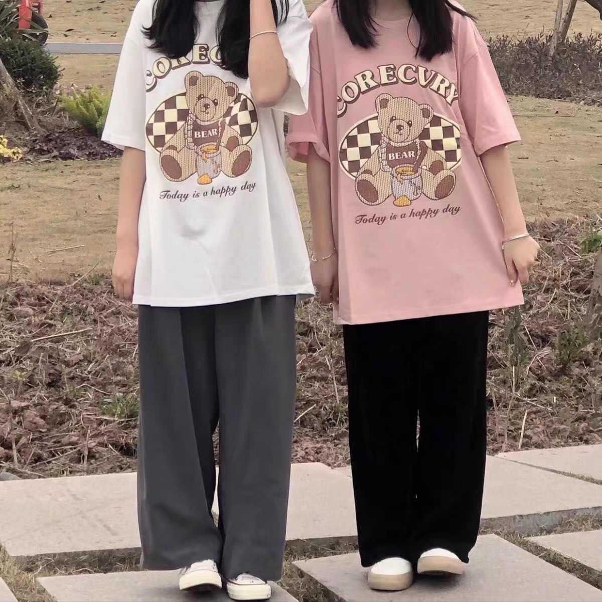 Áo thun tay lỡ form rộng - phông nam nữ cotton oversize - T shirt gấu đan len a - 2N Unisex