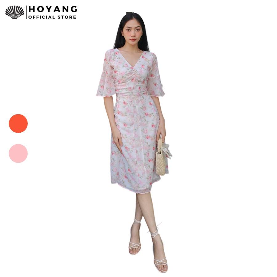 Đầm Chiffon Hoa Tay Lỡ Tươi Xinh HOYANG D127