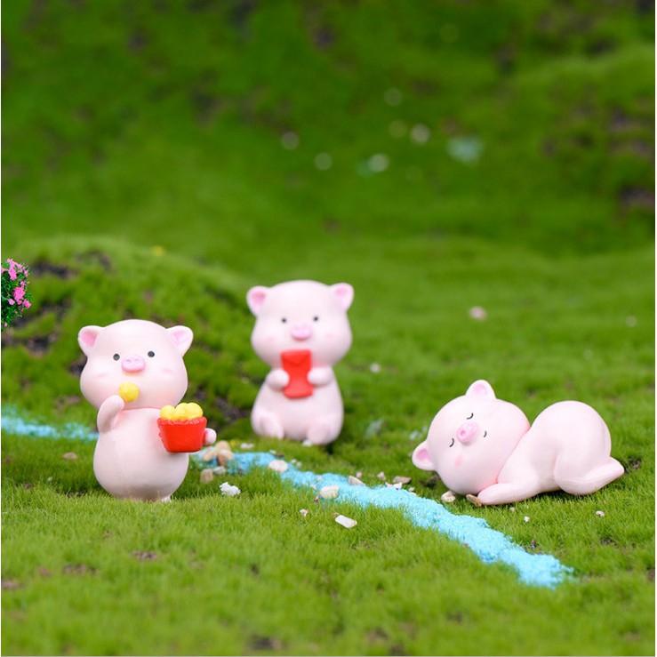 Mô hình heo hồng tham ăn dễ thương v.2 quà tặng trang trí